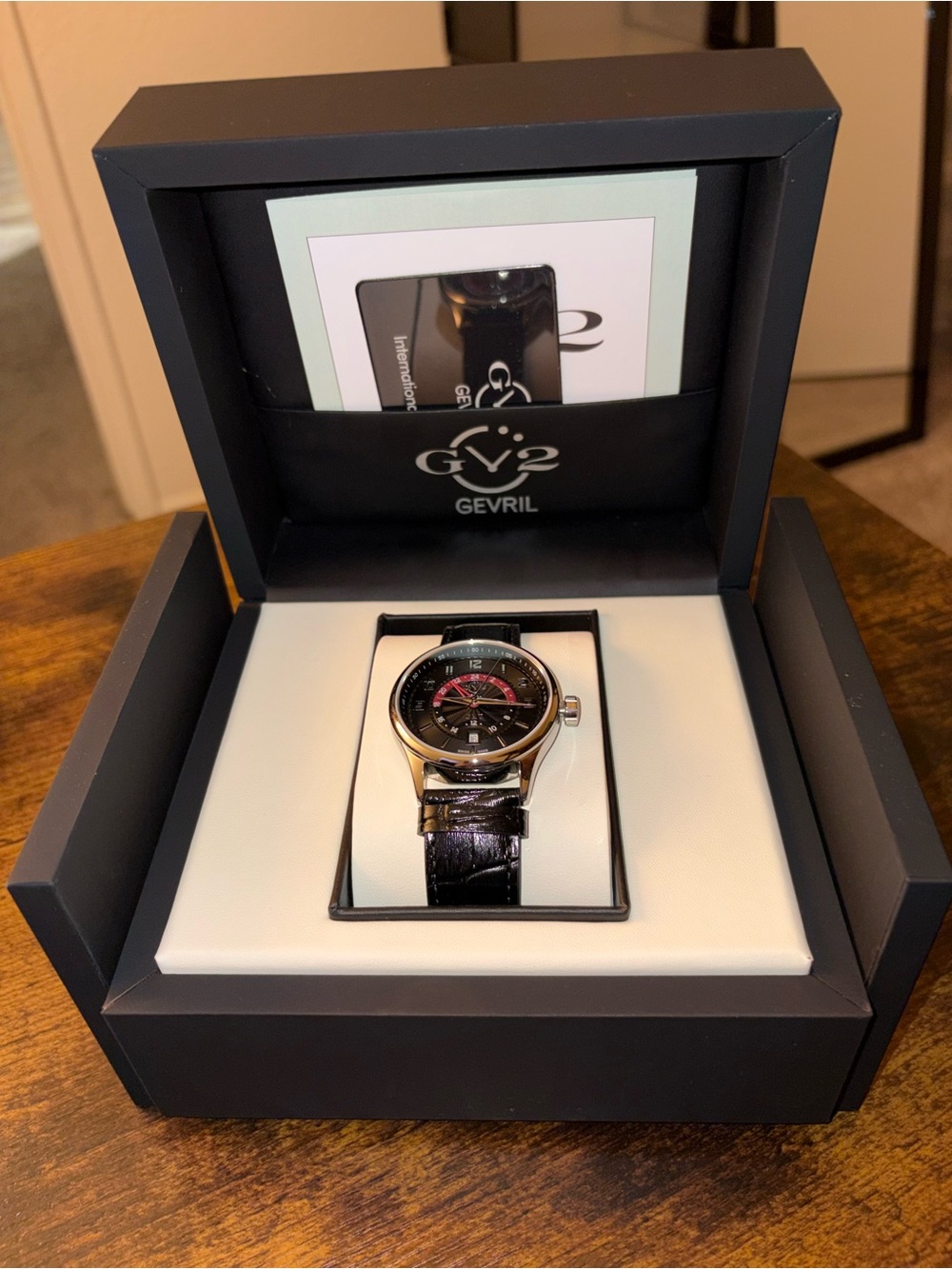 Gevril GV2 Giromondo 42303 Swiss GMT Watch Black Dial Limited Edition 344/500